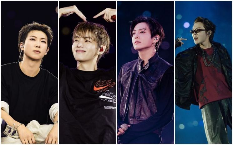 방탄소년단(BTS) 월드투어 '아리랑' 부산 콘서트 모습. (왼쪽부터)RM, 뷔, 정국, 제이홉. 빅히트뮤직(하이브) 제공