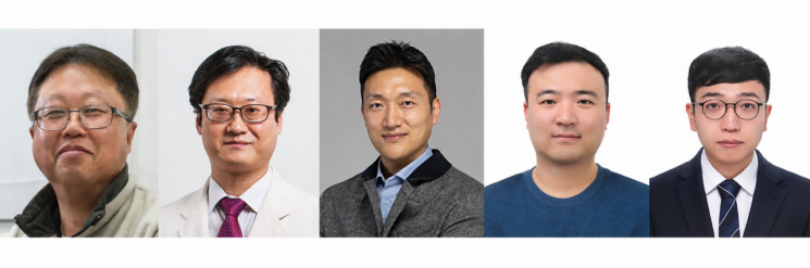 연구진, UNIST 김홍태교수, 서울삼성병원 유건희 교수, 부산대의대 김윤학 교수, 황원찬 UNIST 박사, 박기범 UNIST 박사. UNIST 제공