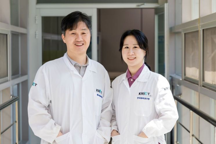 연구팀 사진. 박지훈 책임연구원(왼쪽), 전문정 학생연구원. 화학연 제공