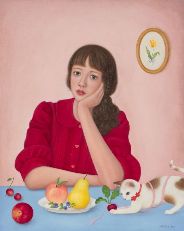 아챠리니 케손숙, Cherrie, 2026, Oil on linen, 50x40cm. 호리아트스페이스
