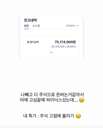 아옳이가 공개한 자신의 투자 내역. 인스타그램 캡처