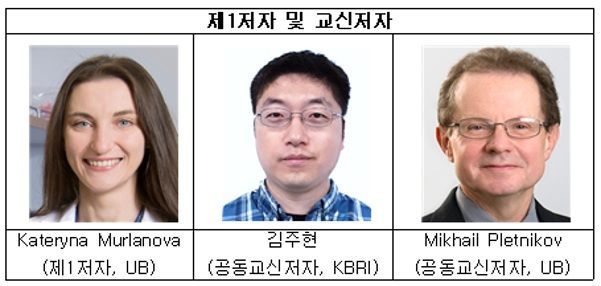 카테리나 무를라노바 미국 버팔로대 연구원(제1저자), 김주현 한국뇌연구원 박사(교신저자), 미하일 플레트니코프 미국 버팔로대 교수(공동 교신저자). KBRI 제공