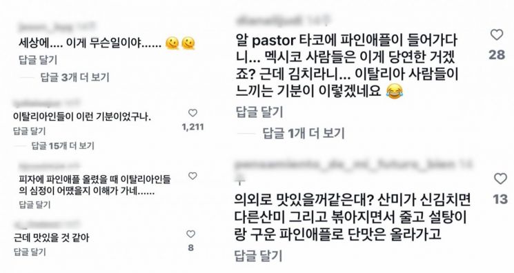 파인애플 김치찌개를 두고 온라인에서는 다양한 반응이 이어졌다. 인스타그램 캡처