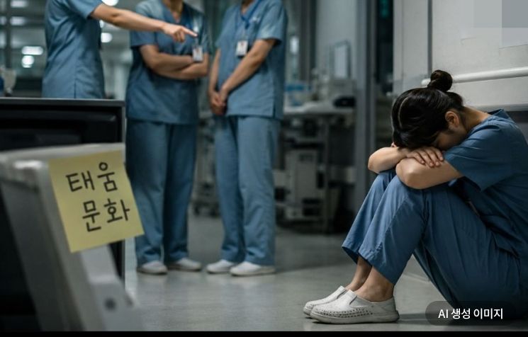 '태움'은 '영혼이 재가 될 때까지 태운다'는 뜻에서 나온 말로, 선배 간호사가 신입 간호사를 교육한다는 명목 아래 폭언, 따돌림, 모욕 등으로 길들이는 병원 내 악습을 가리킨다. 사진은 AI로 생성한 이미지임. 챗GPT