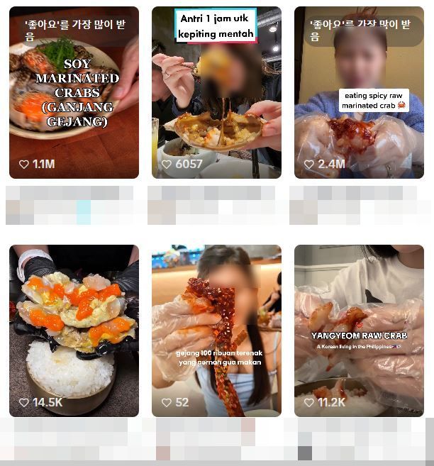 틱톡을 비롯한 SNS에는 간장게장을 맛본 외국인들의 후기가 잇따르고 있다. 틱톡