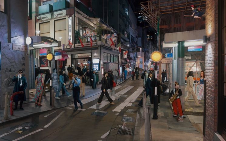 권능 Kwon Neung, The Night Borrowed from Eternity, 2026, oil on canvas, 94 x 150 cm. 아뜰리에아키