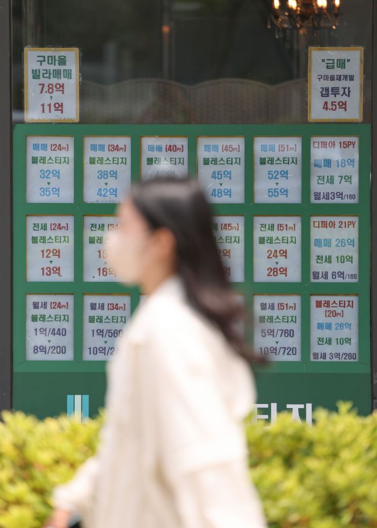 서울 강남구 한 부동산중개업소 앞에 시민이 지나가고 있다. 연합뉴스