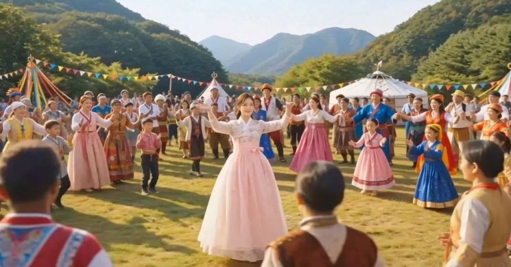 AI로 만든 가수 송가인의 '꽃이 아니면 어떤가' 뮤직비디오 한 장면. 제이지스타