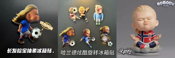 중국 팬들은 홀란을 '하바오(哈)'라고 부른다. 홀란의 이름에 귀여움과 애정을 나타내는 표현을 결합한 별명이다. 사진은 타오바오에서 하는 홀란 관련 굿즈들. TAOBAO