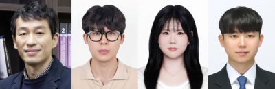 연구진,(좌측부터) 정창욱 교수, 장형준 연구원(제1저자), 박윤주 연구원, 박범진 연구원. UNIST 제공