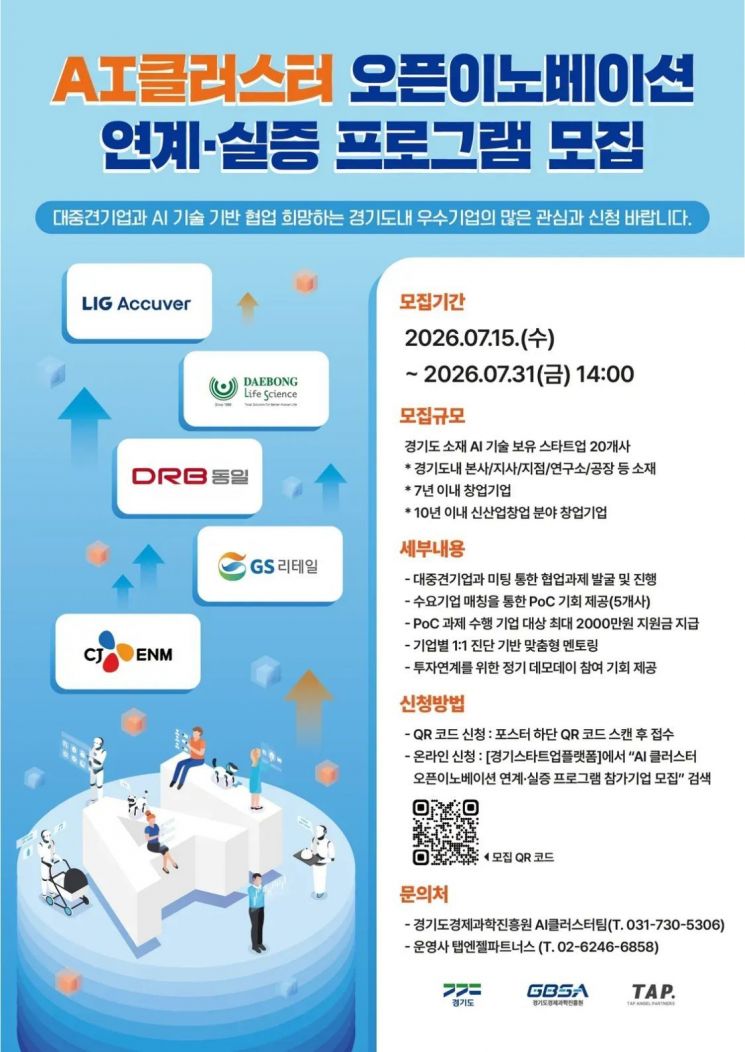 경과원, AI 클러스터 오픈이노베이션 참가업체 모집