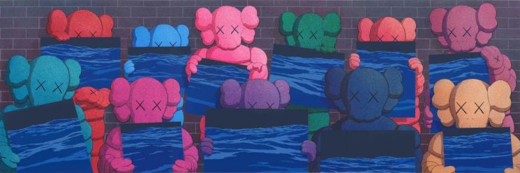 치유, 2025, Acrylic on canvas, in 3 parts, 218.4 x 655.3 cm. 스페이스K