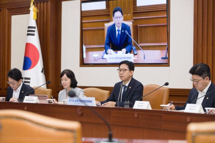 Deputy Prime Minister and Minister of Science and ICT, Background Hoon, is chairing the '11th Ministerial Meeting on Science and Technology' at the main video conference room in the Government Seoul Office in Jongno-gu, Seoul on the morning of the 23rd. Provided by the Ministry of Science and ICT