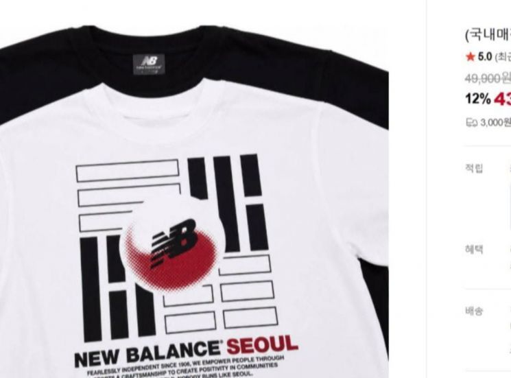 문제가 된 뉴발란스 제품 사진. 서경덕 교수 페이스북