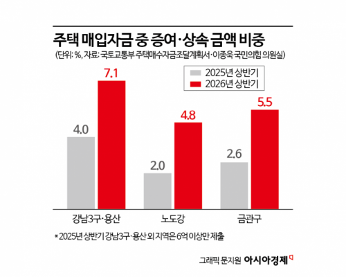 대출 조이자 '노도강·금관구'도 '부모찬스'…증여자금 비중 2배 ↑
