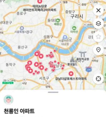 해당 아파트들을 표시한 지도까지 온라인 커뮤니티와 사회관계망서비스(SNS)를 통해 공유되면서 논란이 전국으로 확산하고 있다. SNS 갈무리