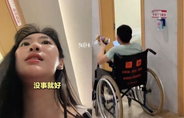 달리던 차량 안에서 기사가 갑작스러운 극심한 복통으로 운전을 할 수 없는 상태가 되자 승객이 직접 운전대를 잡아 병원으로 향했다. 더우인 캡처