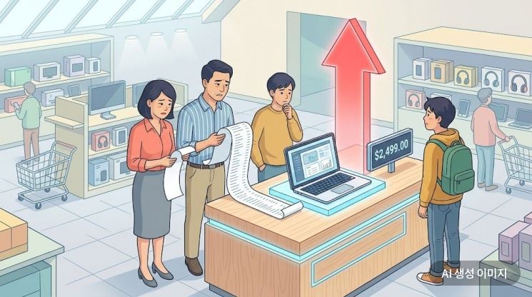 최근 중국의 IT기기 값이 폭등하면서 개학을 앞둔 자녀를 둔 부모들의 한숨이 깊어지고 있다. AI생성이미지.