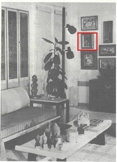 1960년대 미국인 컬렉터 마가렛 밀러의 자택 내부. 붉은색으로 표시된 작품이 오는 26일 케이옥션 경매에 출품되는 박수근의 '나무와 여인'이다. 케이옥션