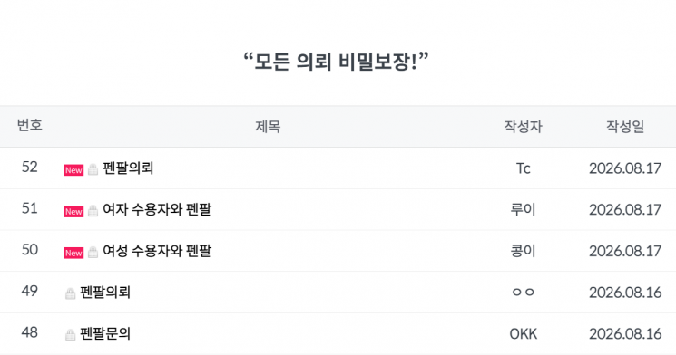 대행업체 '의뢰 게시판'에 올라온 교정시설 내 펜팔 문의. 대행업체 홈페이지 캡처