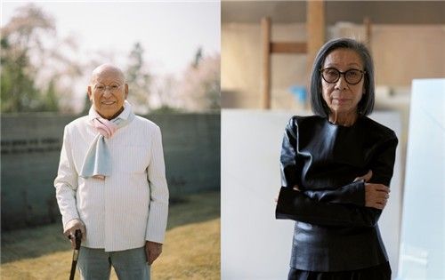 박서보(왼쪽)와 흐엉 도딘. 박서보재단