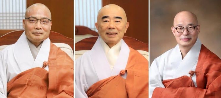 조계종 총무원장 선거 출마한 경우·정념·진우스님(기호순. 왼쪽부터)대한불교조계종