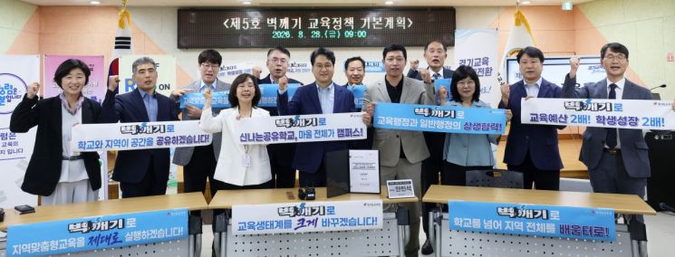 경기도교육청이 지난 26일 안민석 경기도교육감의 핵심 공약을 구체화한 '벽깨기 교육정책 기본계획'을 발표하고 있다. 경기도교육청 제공