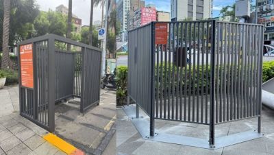 타이베이 시내에 등장한 철창 형태의 흡연구역. 사회관계망서비스(SNS) 캡처