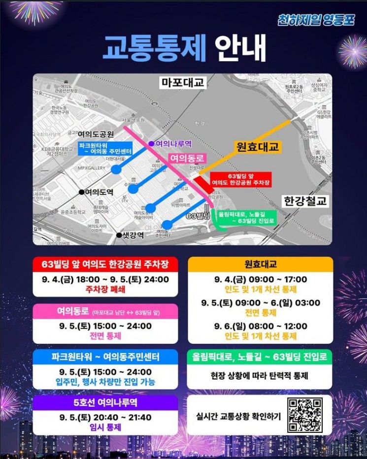 교통 통제 안내. 영등포구 제공.