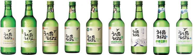 처음처럼 디자인 변천사. 롯데칠성음료 제공