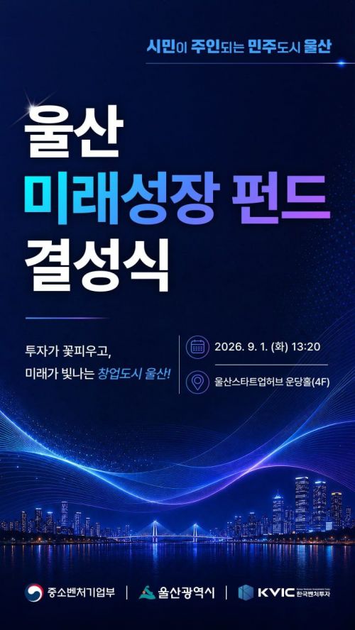 중기부, 500억원 규모 '울산 지역성장펀드' 결성 - 뉴스 썸네일 이미지