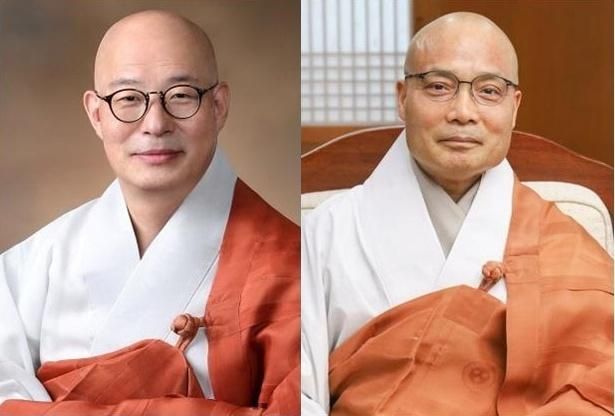 제38대 대한불교조계종 총무원장 선거에 출마한 진우스님(왼쪽)과 경우스님. 조계종