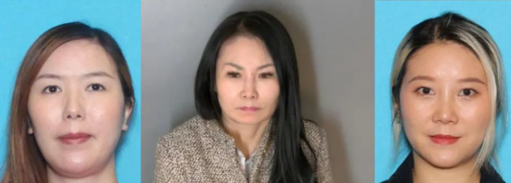 왼쪽부터 공범으로 체포된 슈잉 딩, 샤오홍 반, 로리 카이 머그샷. 마콤 카운티 보안관실