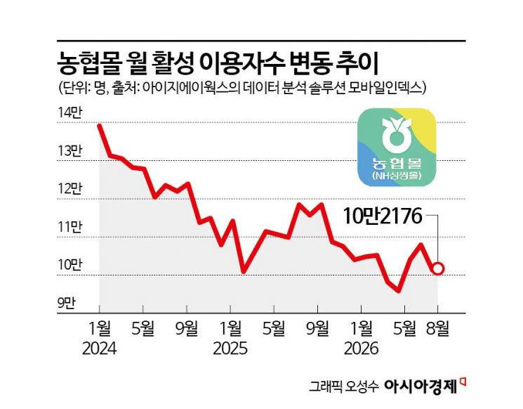 "AX 외치면 뭐하나"…임직원 몰 전락한 '농협몰', 月10만명도 안쓴다