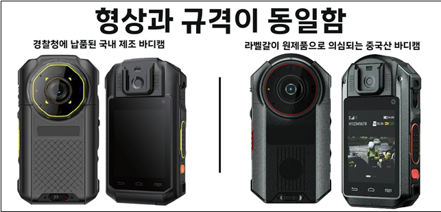 바디캠 제품 비교 사진[사진제공=의원사무실]
