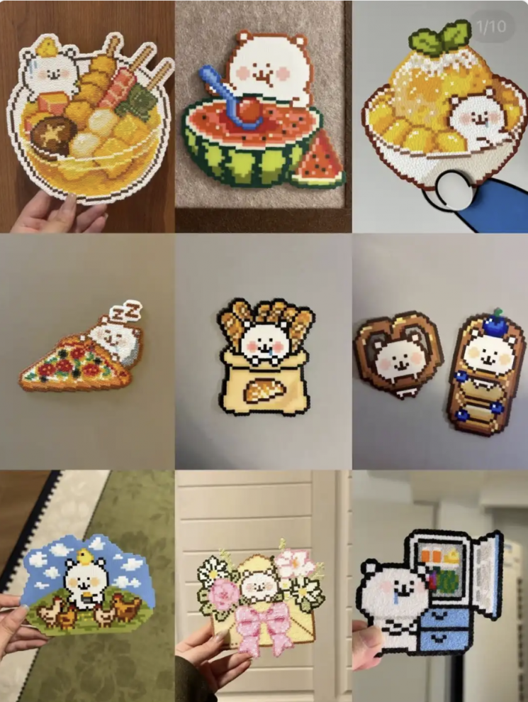 펄러버즈로 만든 작품들. 중국 샤오홍슈.