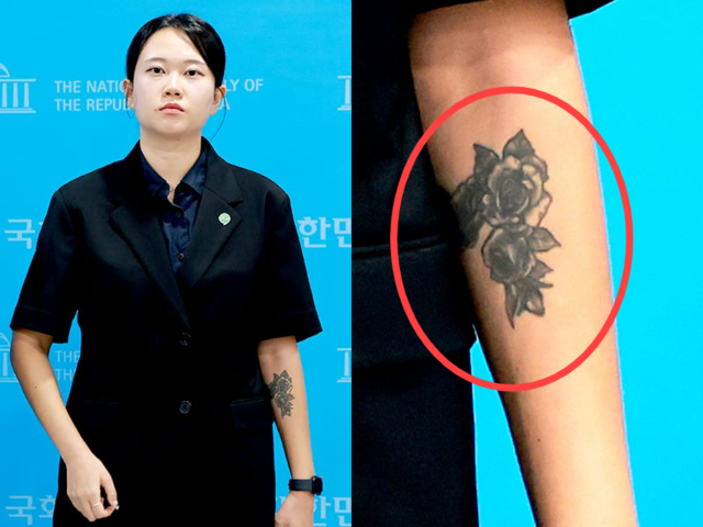 앞서 김 부대변인은 지난 7일 국회 소통관에서 열린 기본소득당의 재정·인사 운영 관련 의혹 반박 기자회견에 반소매 차림으로 참석했다. 당시 그의 팔에 새겨진 비교적 큰 꽃무늬 문신이 취재진의 카메라에 포착됐다. 연합뉴스
