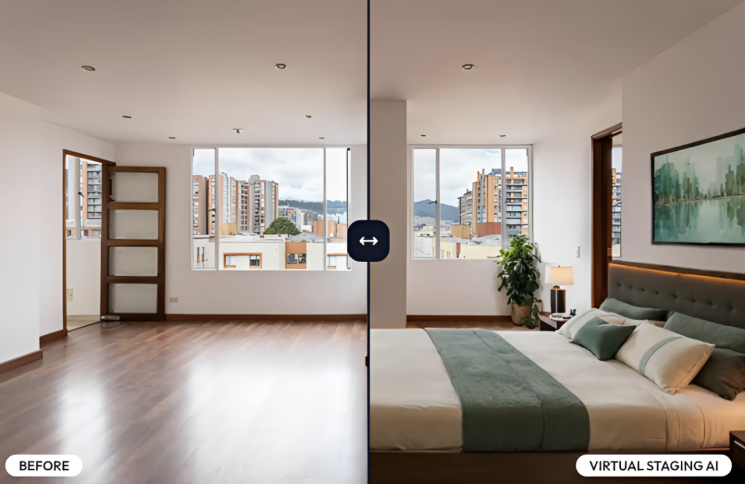 버추얼 스테이징 비포&애프터 모습. Zillow