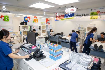 동의대 지역콜라보센터와 부산혈액원이 주관하는 헌혈릴레이. 동의대 제공
