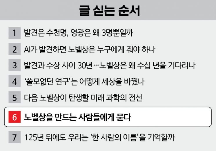 [125년 노벨상 시대를 담다]⑥노벨상을 만드는 사람들에게 묻다