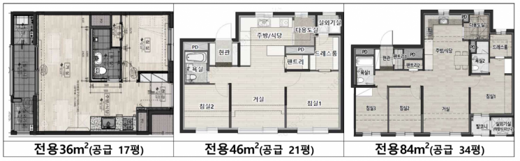 정부가 예시로 든 보편형 공공임대주택 평면도. 국토교통부 제공