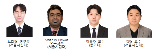 서울시립대·동아대 공동연구팀. 왼쪽부터 노희황 연구원, Swarup Biswas 연구교수, 이홍주 동아대 교수, 김혁 서울시립대 교수. 서울시립대학교