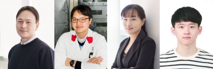 연구진 사진. (좌측부터) 오현철 UNIST 교수, 박지태 뭔헨공대 박사, 문회리 이화여자대학교 교수, 박재우 UNIST 박사. UNIST 제공
