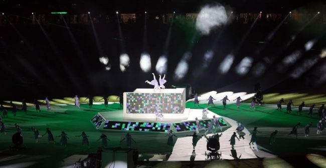 4일 일본 나고야 미즈호공원 육상경기장에서 2026 아이치·나고야 아시안게임 폐막식 공연이 펼쳐지고 있다. 나고야=연합뉴스