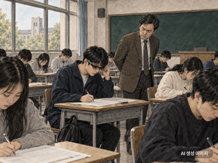 Proctor Test Form Switched Glasses as Exam Began... Cheating with