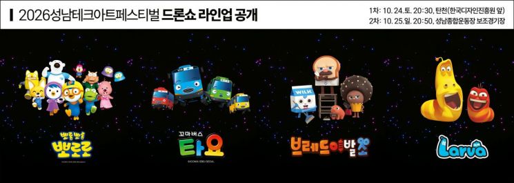 2026 성남테크아트페스터벌 드론라이트쇼 라인업. 성남시 제공