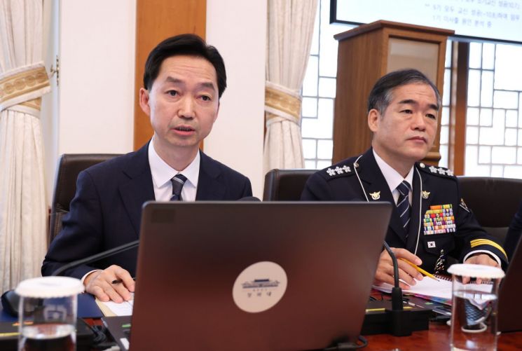 김지용 중대범죄수사청장이 20일 이재명 대통령 주재로 청와대에서 열린 국무회의에서 인사말을 하고 있다. 2026.10.20 연합뉴스