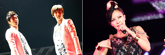 TVXQ and BoA perform in Tokyo, Japan on September 4, 2011. [SM Entertainment]