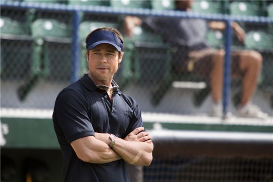 Brad Pitt from a scene in "Moneyball" [Sony Pictures] 
