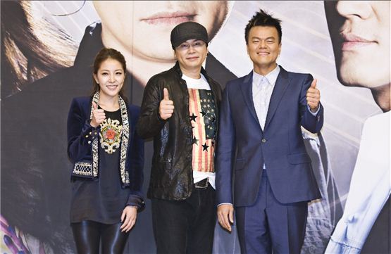 BoA (left), Yang Hyun-suk (center) and Park Jin-young (right) introduce their upcoming singing competition show "KPOP STAR 2,"during the show's press conference held at SBS in Seoul, Korea on November 9, 2012. [Chae Ki-won/ 10Asia]